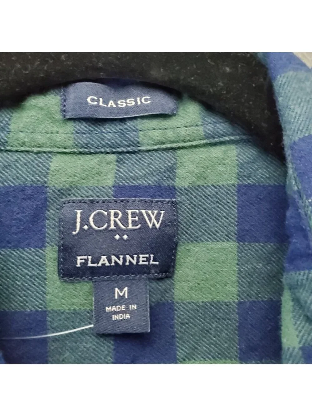 J. Crew Shirt Mens Medium Green & Blue Classic Flannel Button-Up Long Sleeve